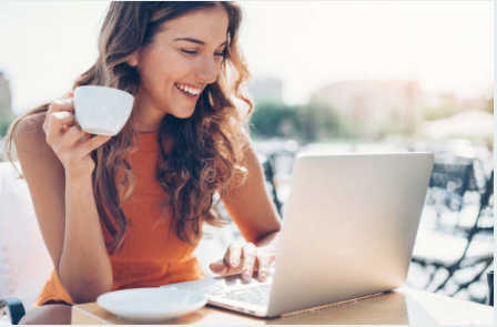 Woman reading computer